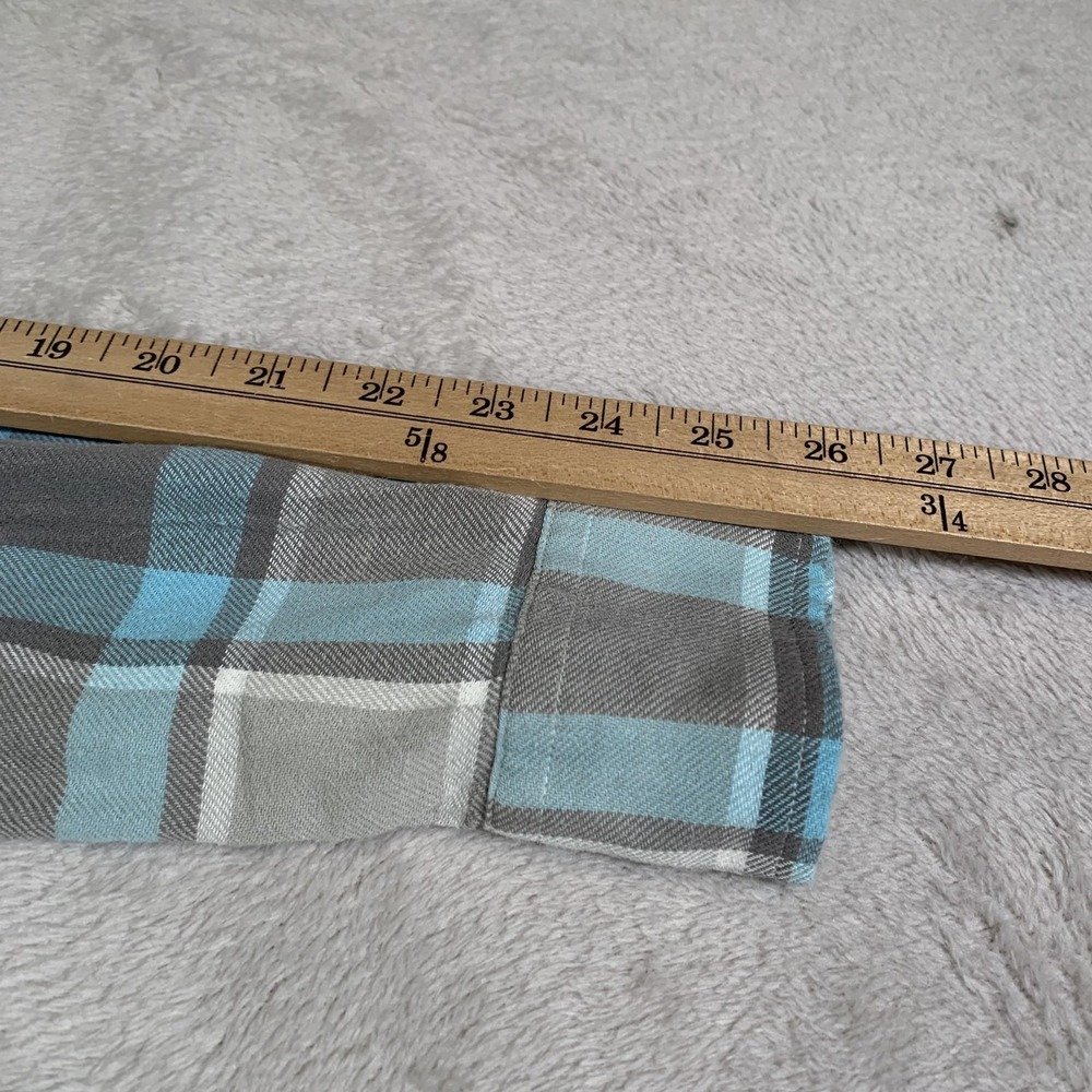 Polo Ralph Lauren Shirt Womens L Gray Blue Plaid Flannel Long Sleeve 2 Pockets - Picture 9 of 12